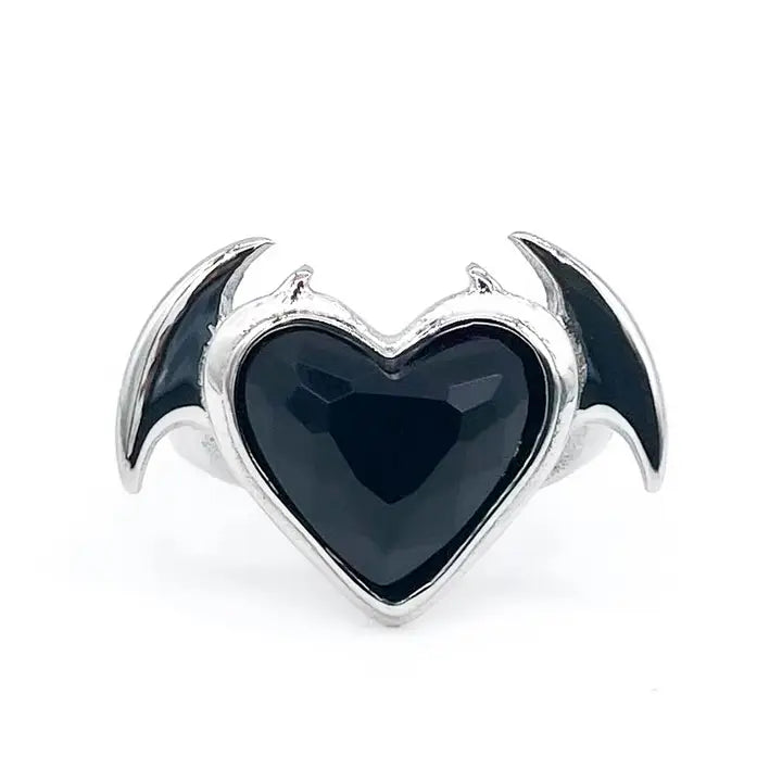 Bat Wings Black Gem Ring