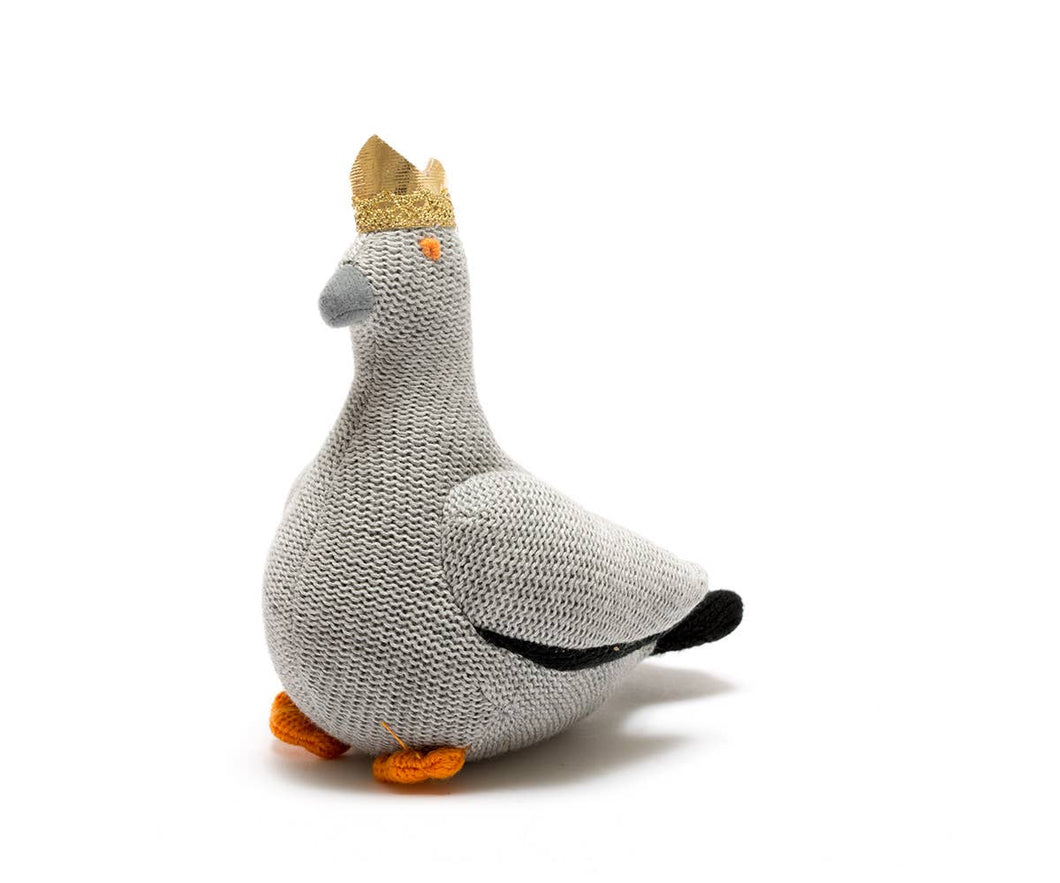 Knitted Organic Cotton Grey Pigeon Plush Toy